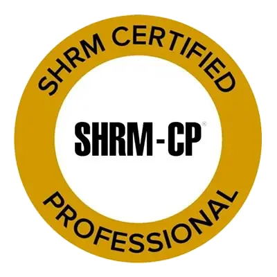 A shrm certified professional seal.