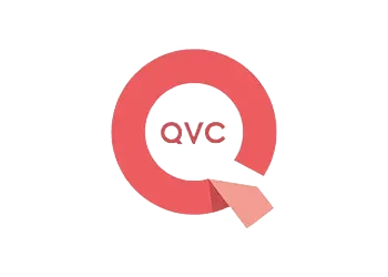 A red and white logo for qvc